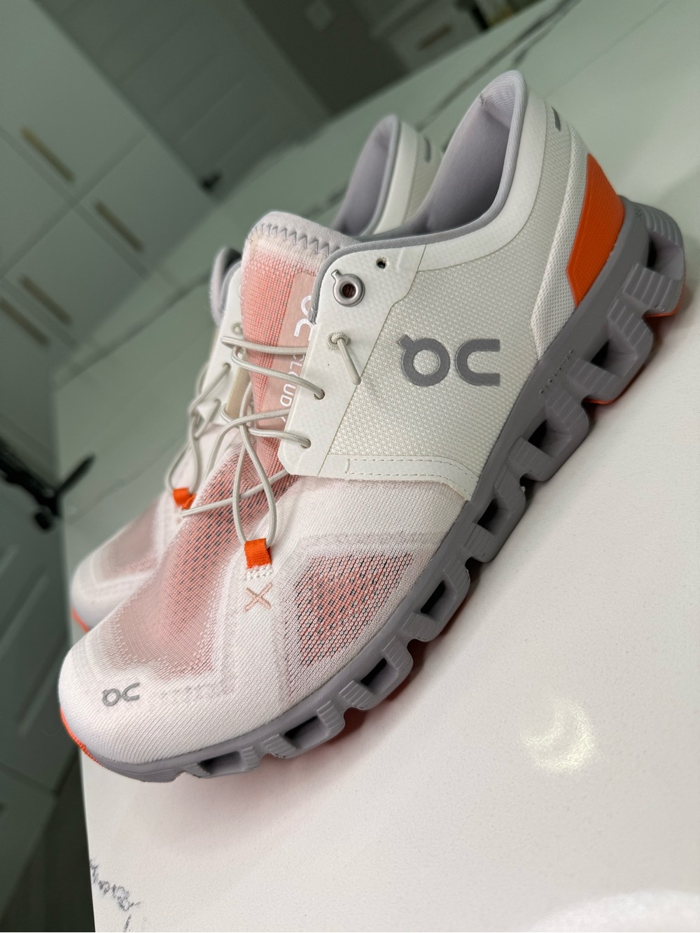 On Running Cloud X 3 Ivory Alloy Coral Orange Women’s 9.5 Sneakers NWOT